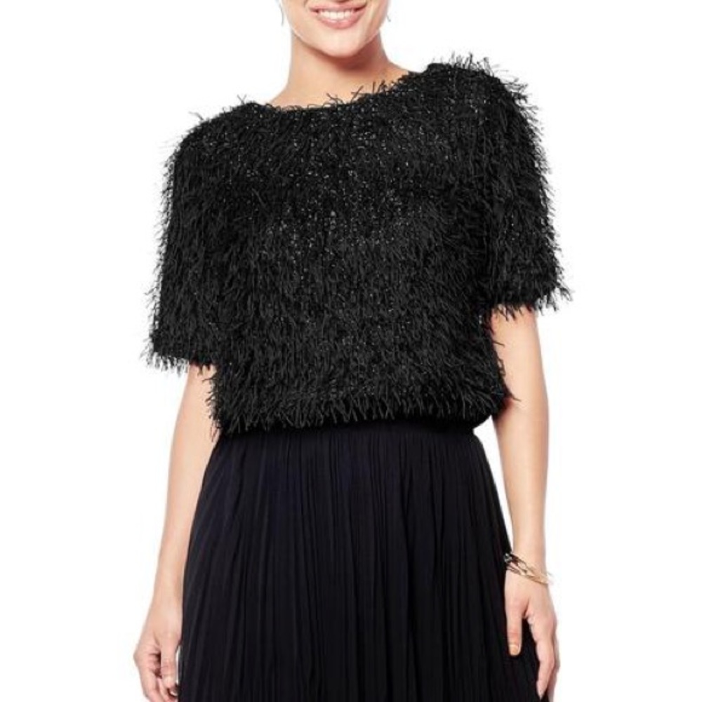Gracia Glitter Fringe Crop Top NWT